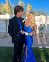 Royal Blue Long Evening Prom Dresses With Slit For Women